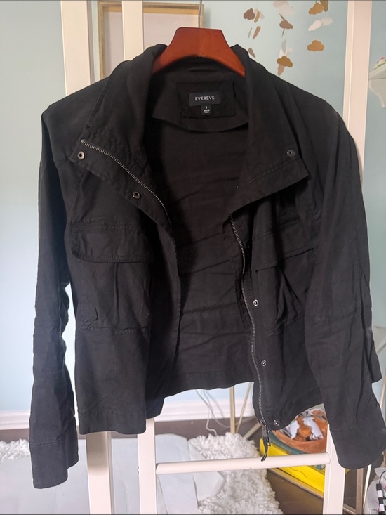 Evereve Jackets & Blazers - Evereve Black Utility Jacket with Zip & Snap Details